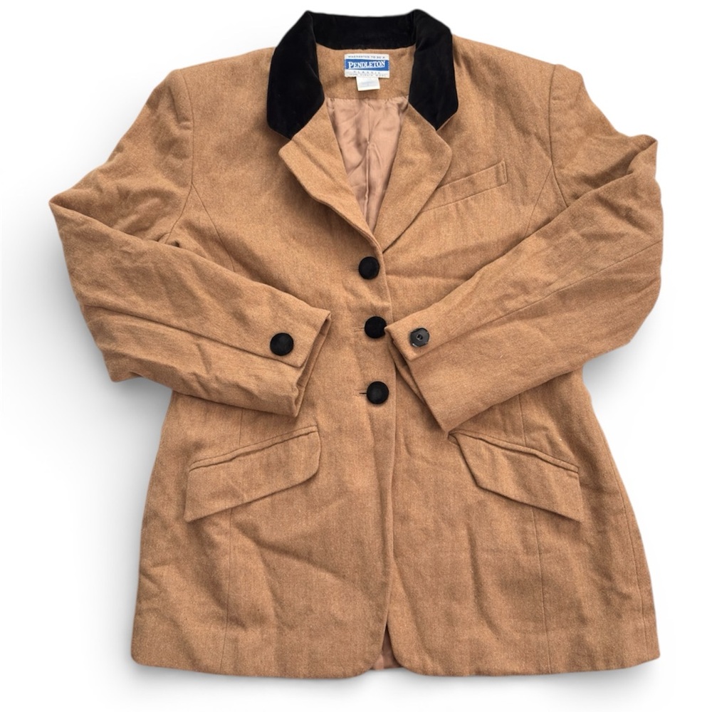 Pendleton Camel Blazer with Black Collar - image 6